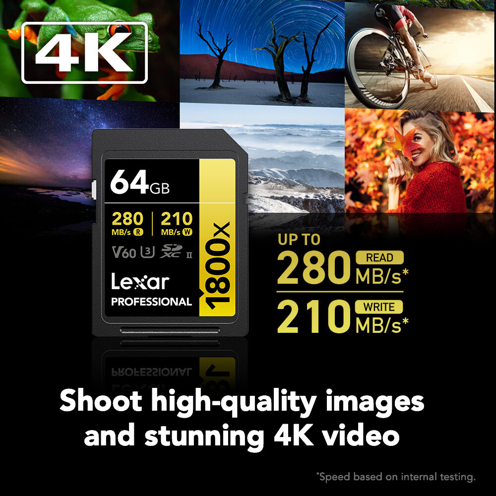 Tarjeta Lexar 64GB Professional 1800x UHS-II SDXC (GOLD Serie, 2-Pack) - vista trasera