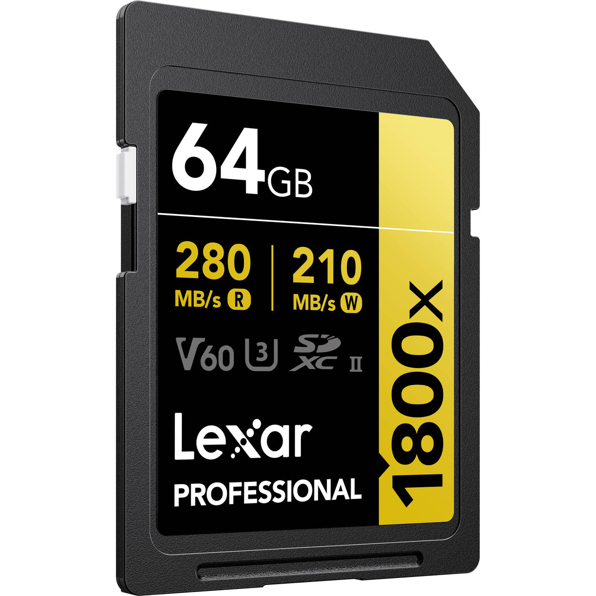 Tarjeta Lexar 64GB Professional 1800x UHS-II SDXC (GOLD Serie) - vista frontal