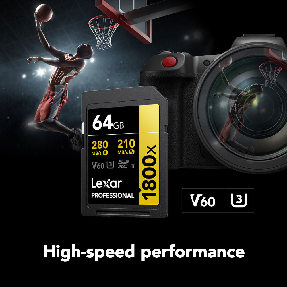 Tarjeta Lexar 64GB Professional 1800x UHS-II SDXC (GOLD Serie) - contenido de la caja