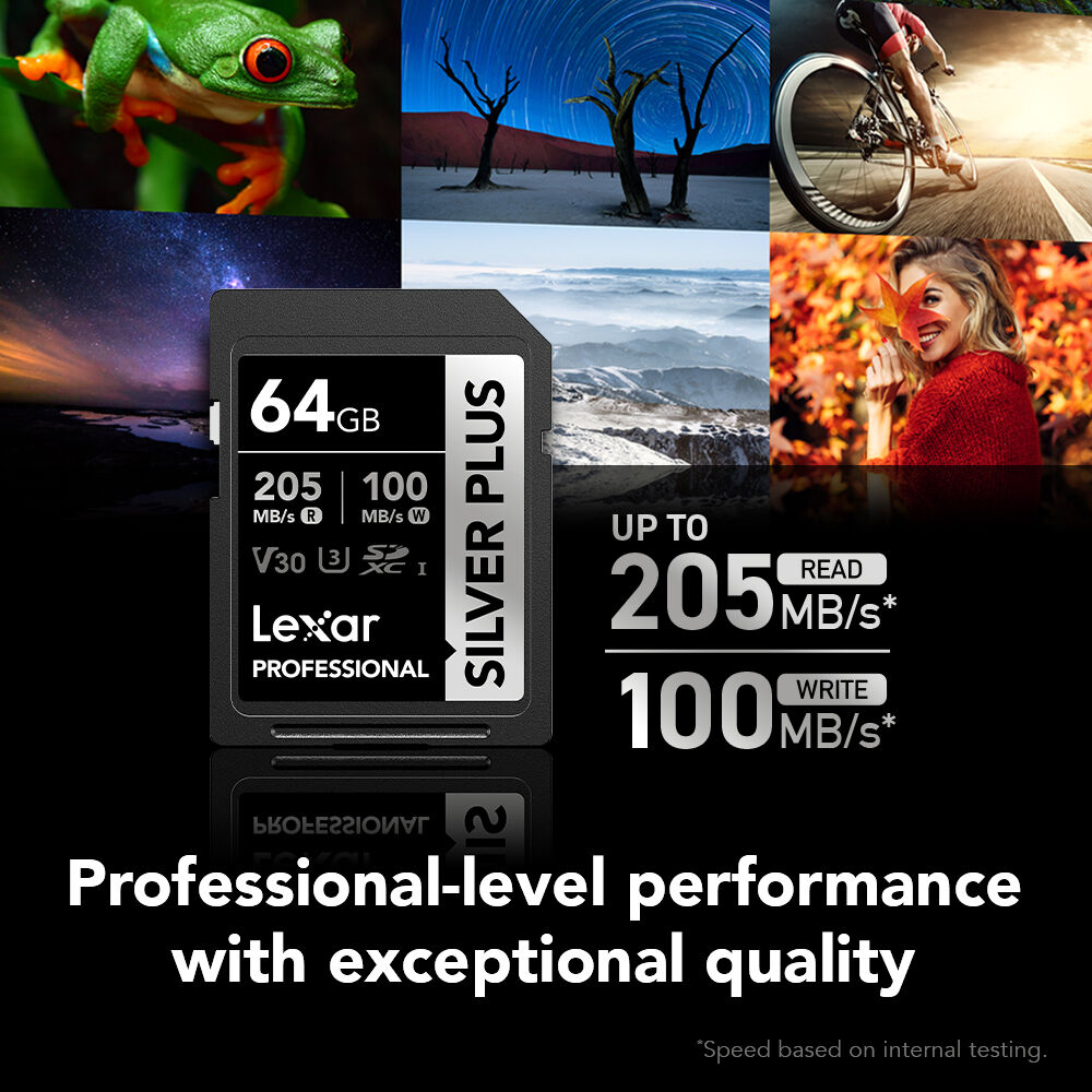 Tarjeta Lexar 64GB Professional SILVER PLUS UHS-I SDXC - vista frontal