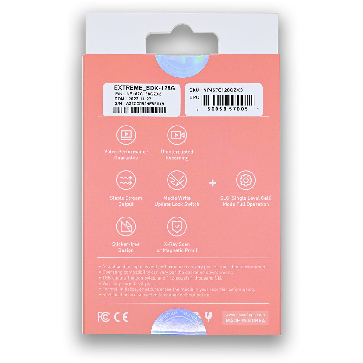 Tarjeta Novachips 128GB Extreme UHS-II SDXC - vista trasera