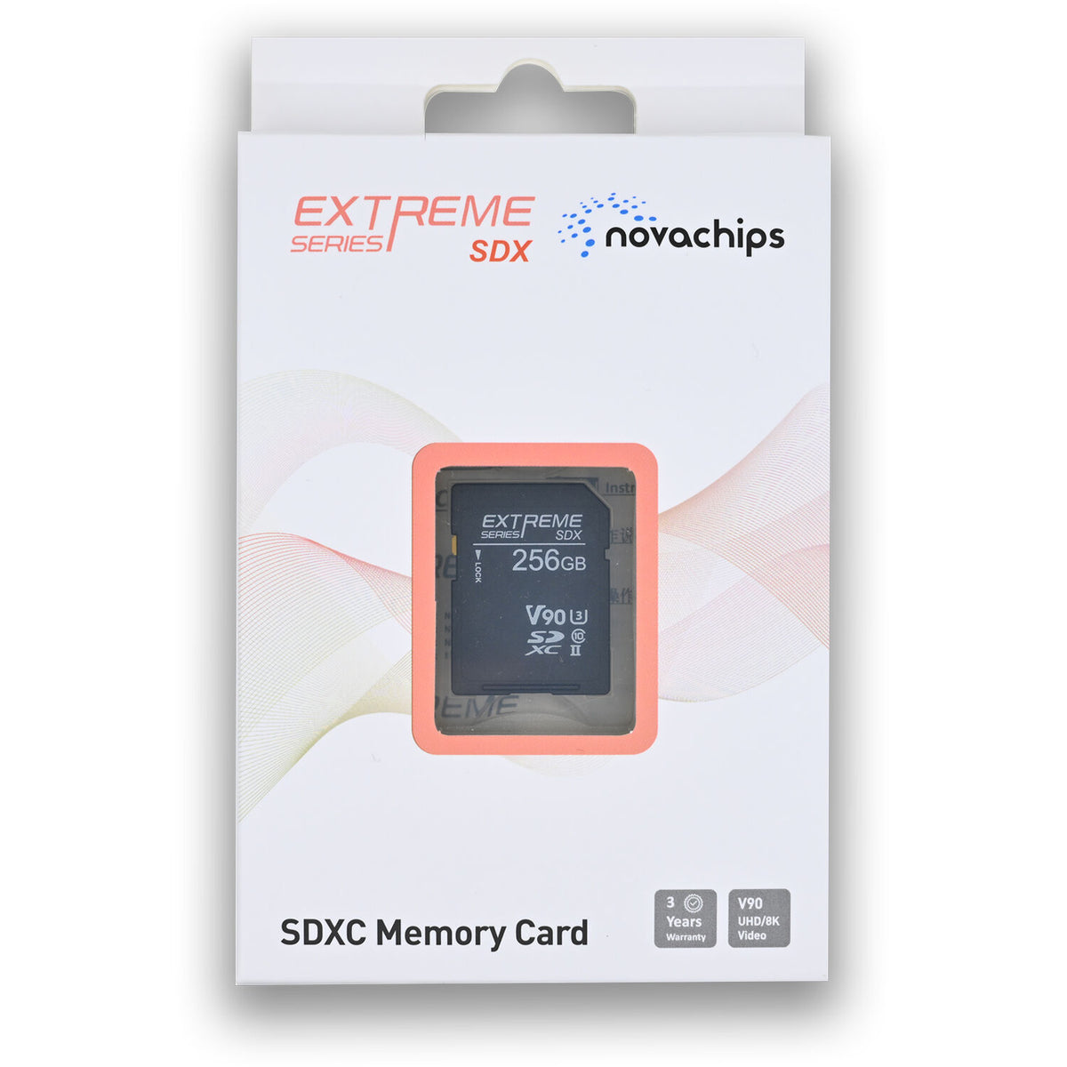 Tarjeta Novachips 256GB Extreme UHS-II SDXC - vista frontal