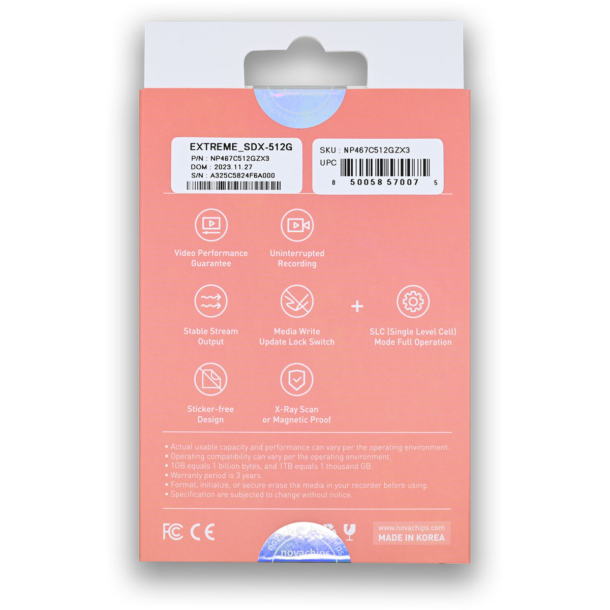Tarjeta Novachips 512GB Extreme UHS-II SDXC - vista trasera