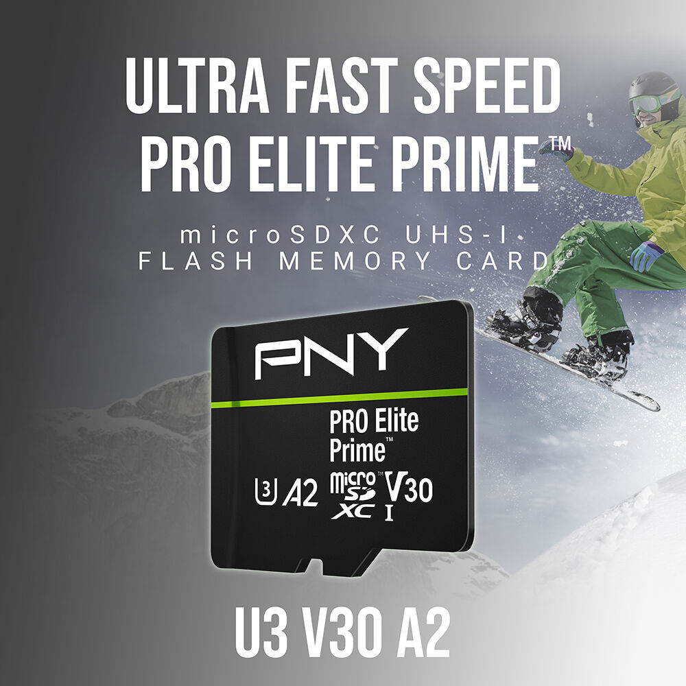 Tarjeta PNY 1.5TB PRO Elite Prime microSDXC con SD Adapter - vista lateral