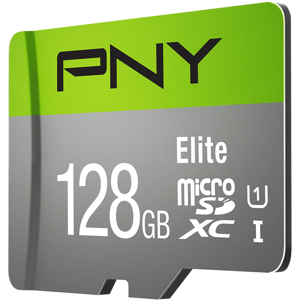 Tarjeta PNY 128GB Elite UHS-I microSDXC con SD Adapter - vista frontal