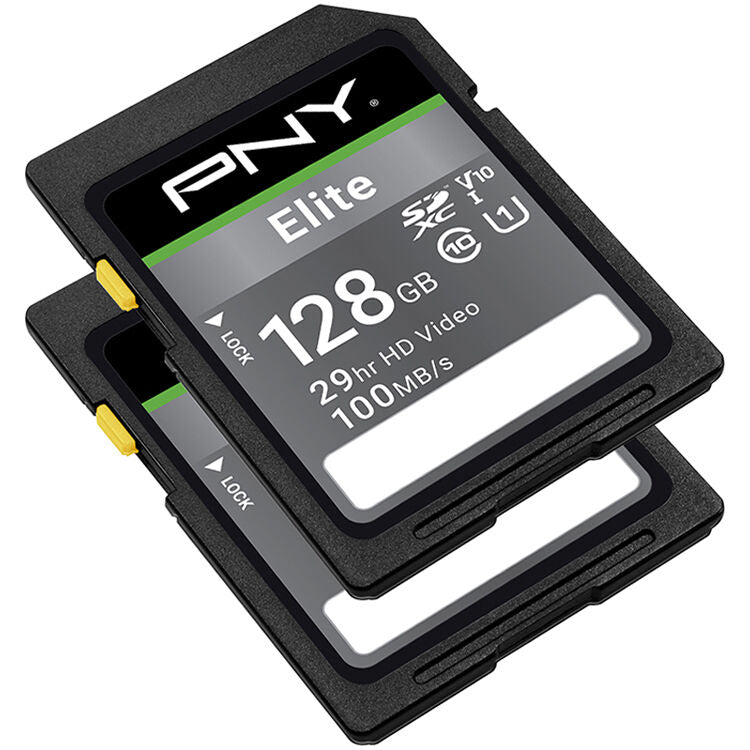 Tarjeta PNY 128GB Elite UHS-I SDXC (2-Pack) - vista frontal