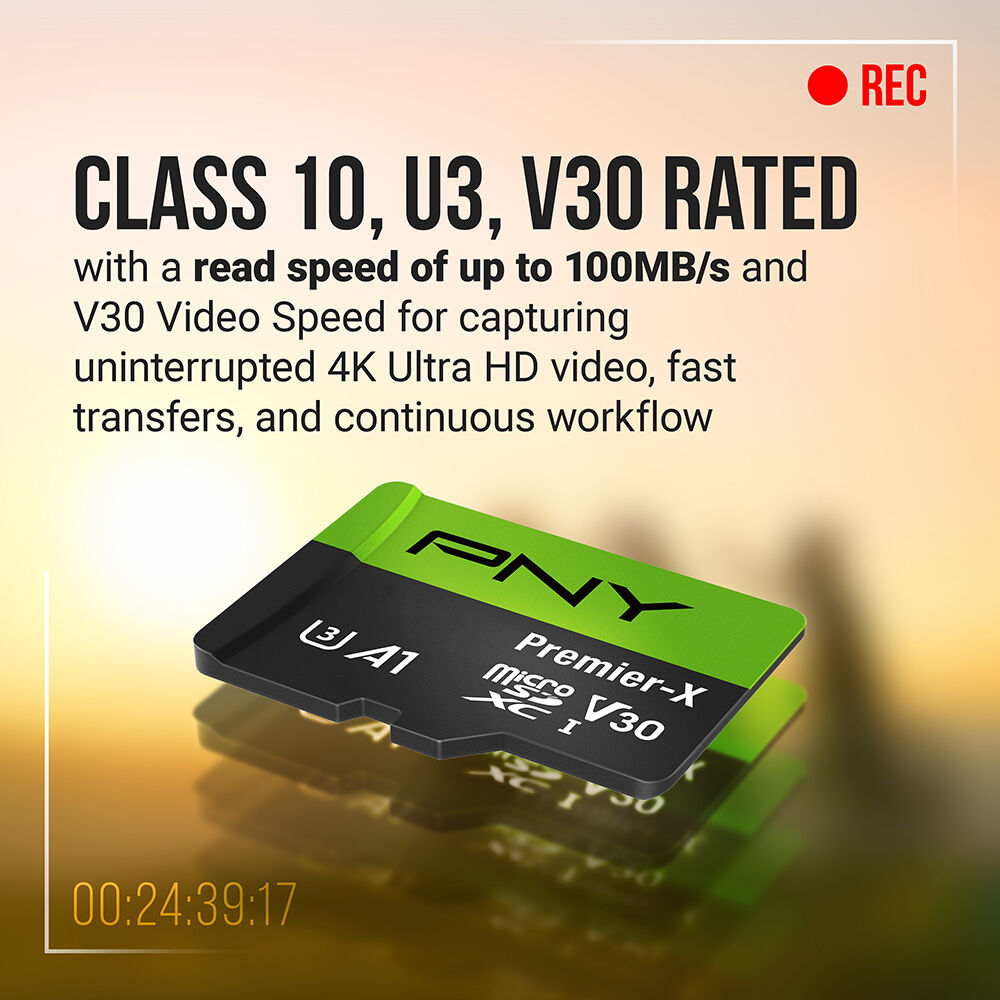Tarjeta PNY 128GB Premier-X UHS-I microSDXC con SD Adapter (2-Pack) - vista trasera