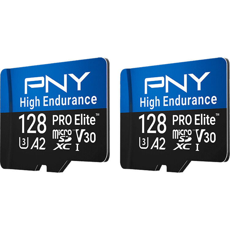 Tarjeta PNY 128GB PRO Elite High Endurance microSDXC con SD Adapter (2-Pack) - vista frontal