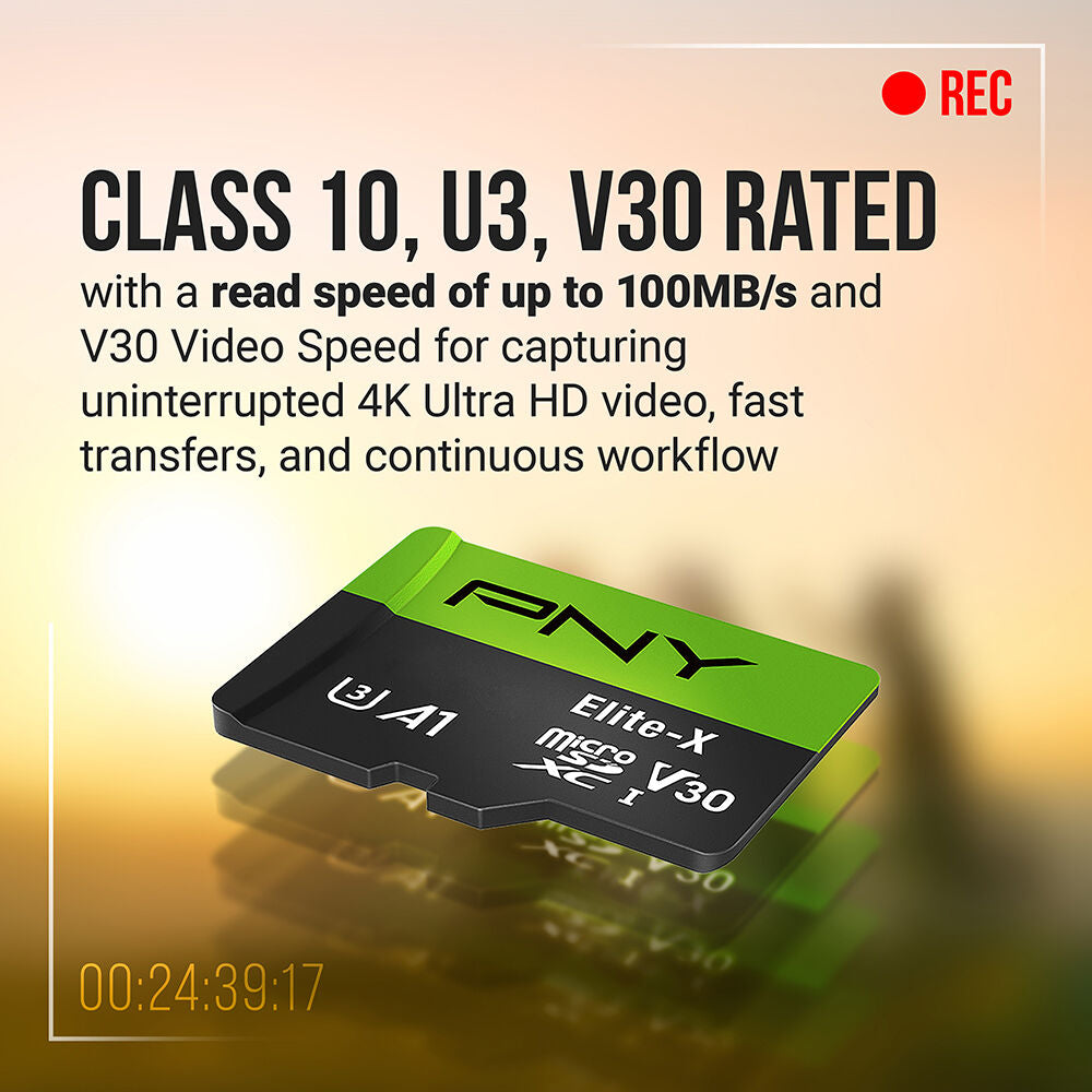 Tarjeta PNY 256GB Elite-X UHS-I microSDXC - vista trasera