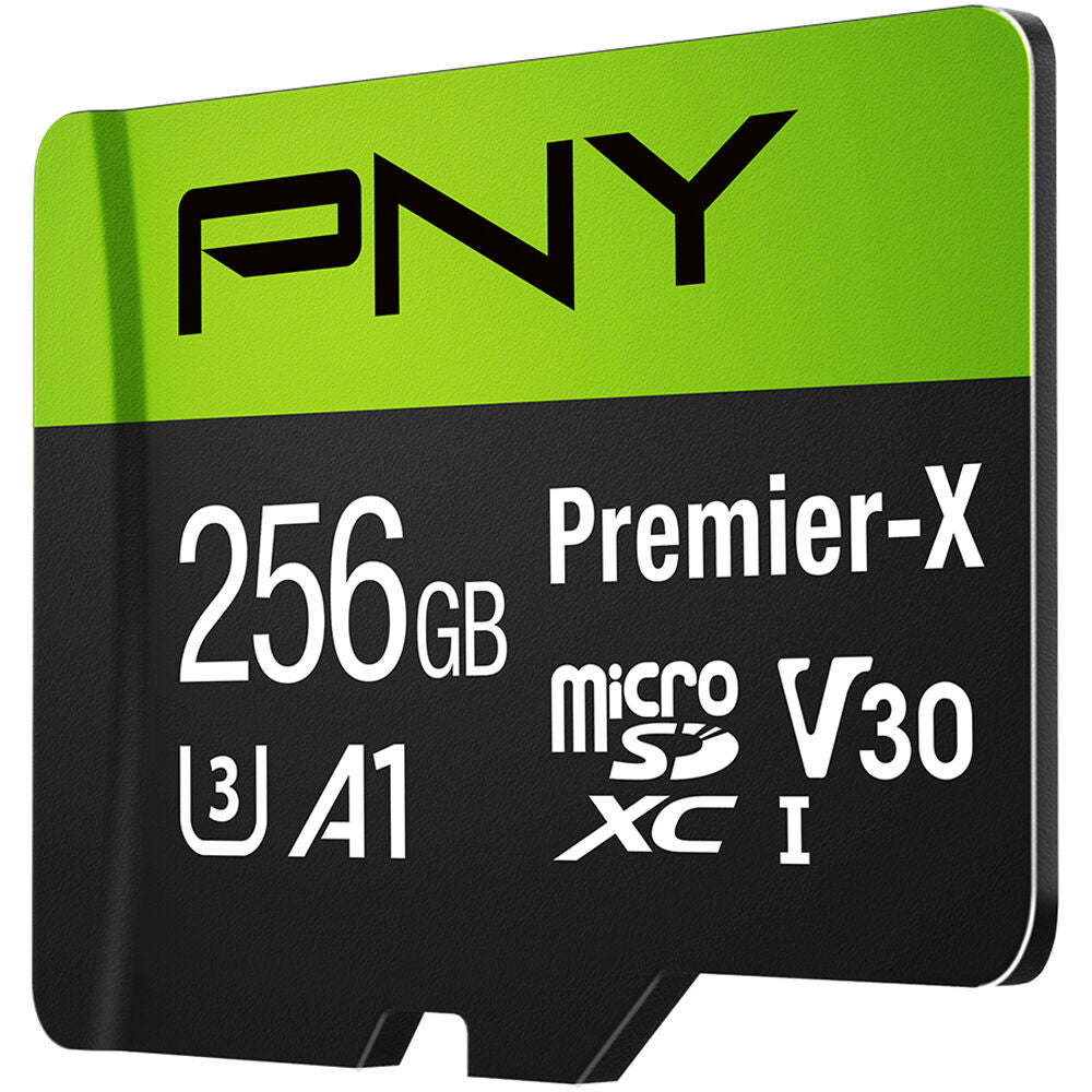 Tarjeta PNY 256GB Premier-X UHS-I microSDXC con SD Adapter - vista frontal