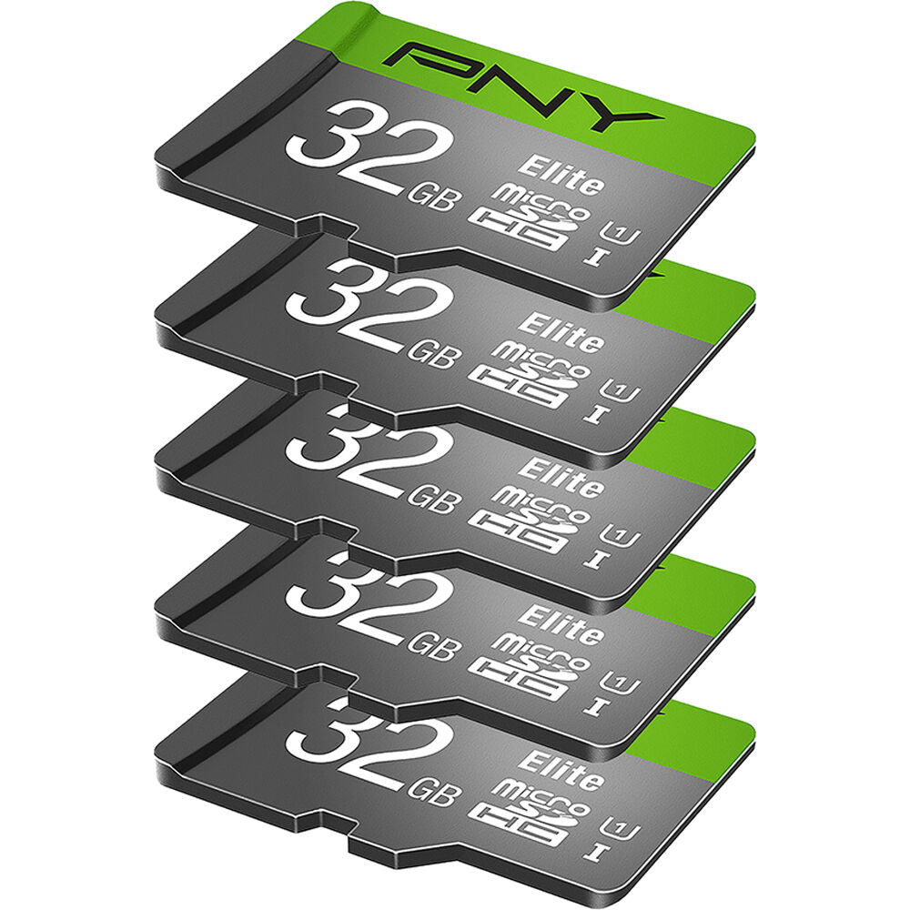 Tarjeta PNY 32GB Elite UHS-I microSDHC con SD Adapter (5-Pack) - vista trasera