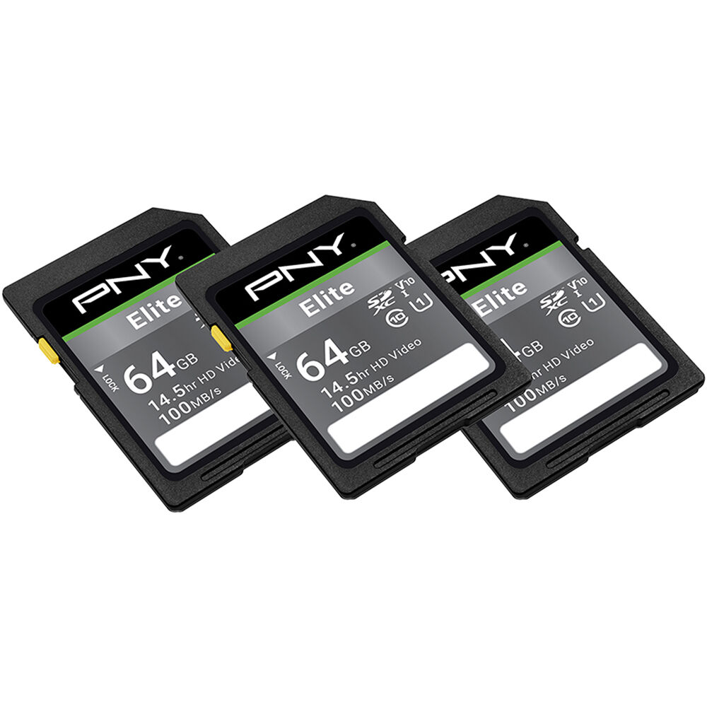 Tarjeta PNY 64GB Elite UHS-I SDXC (3-Pack) - vista trasera