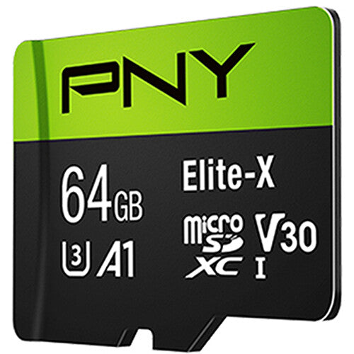 Tarjeta PNY 64GB Elite-X UHS-I microSDXC con SD Adapter (2-Pack) - vista frontal