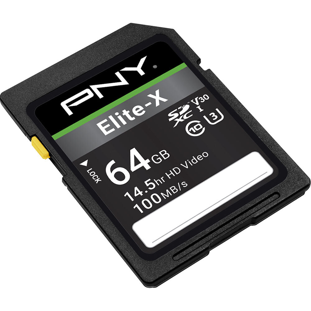 Tarjeta PNY 64GB Elite-X UHS-I SDXC - vista frontal