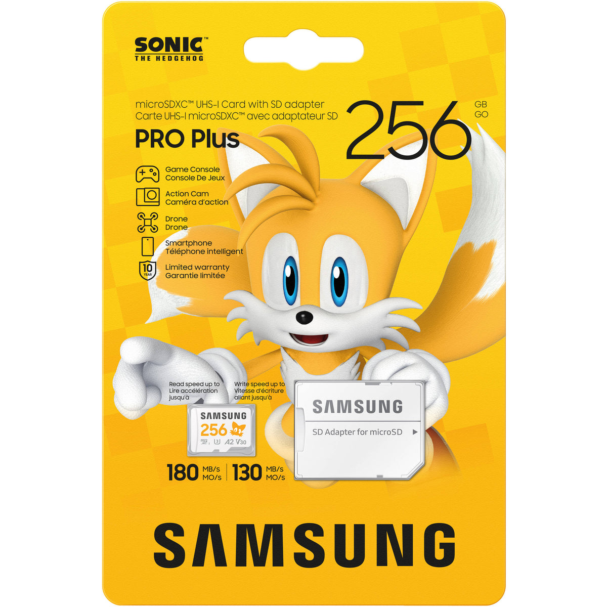 Tarjeta Samsung 256GB PRO Plus Sonic the Hedgehog UHS-I microSDXC con SD Adapter - detalle