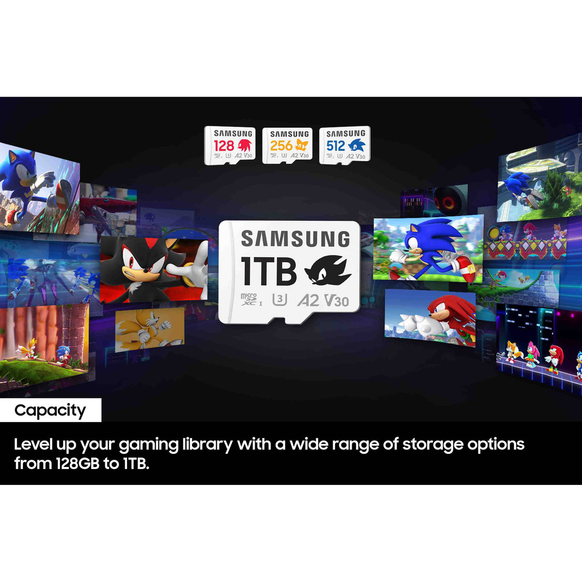 Tarjeta Samsung 512GB PRO Plus Sonic the Hedgehog UHS-I microSDXC con SD Adapter - en uso