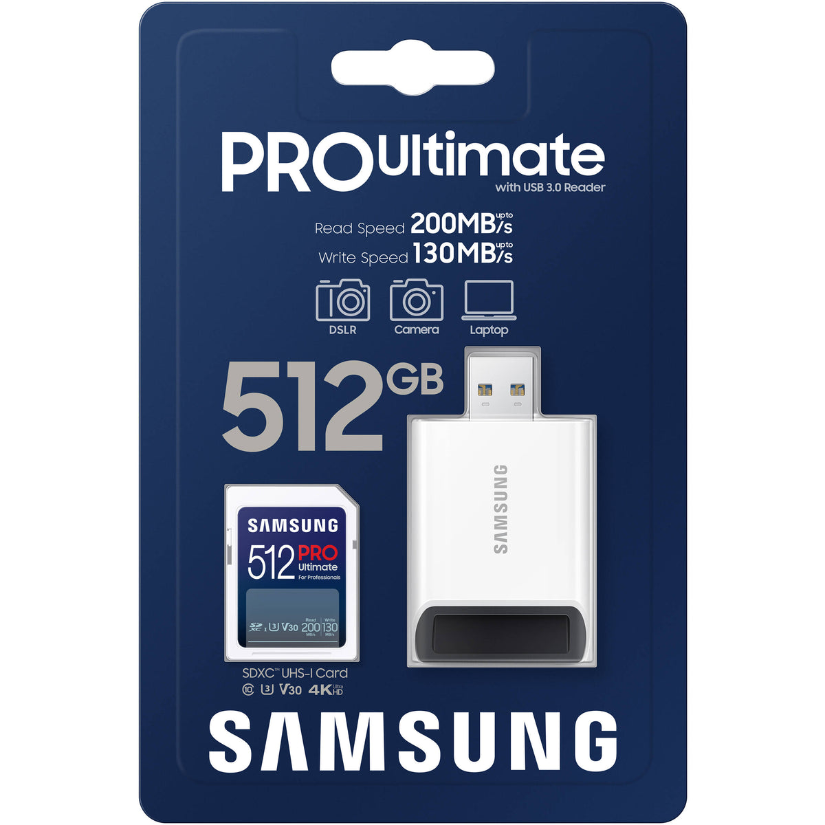 Tarjeta Samsung 512GB PRO Ultimate UHS-I SD con Reader - contenido de la caja