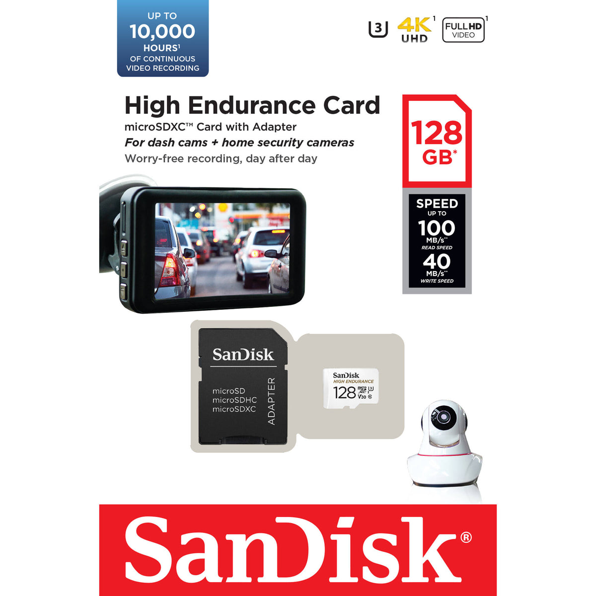 Tarjeta SanDisk 128GB High Endurance UHS-I microSD con SD Adapter - puertos y conexiones