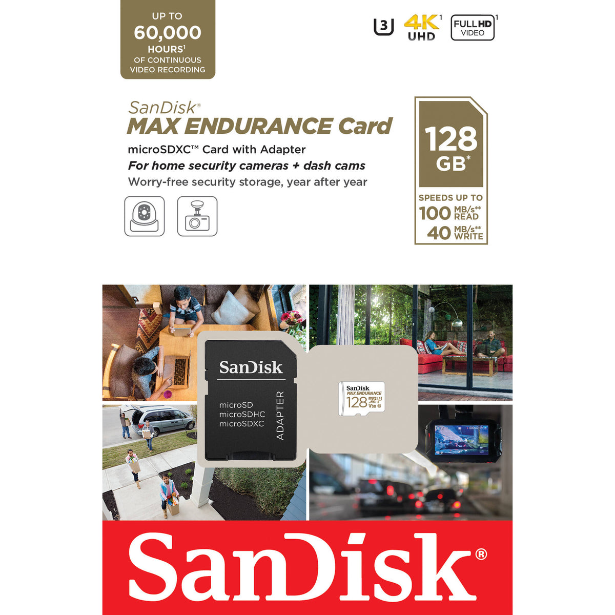 Tarjeta SanDisk 128GB MAX ENDURANCE UHS-I microSDXC con SD Adapter - puertos y conexiones