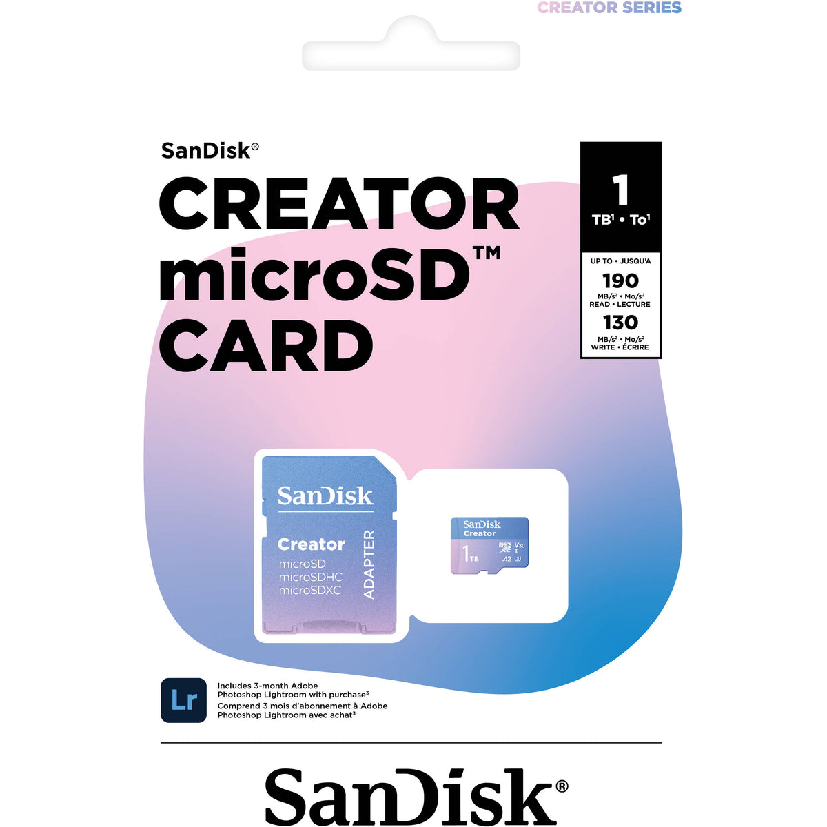 Tarjeta SanDisk 1TB Creator Serie UHS-I microSDXC con SD Adapter - vista lateral