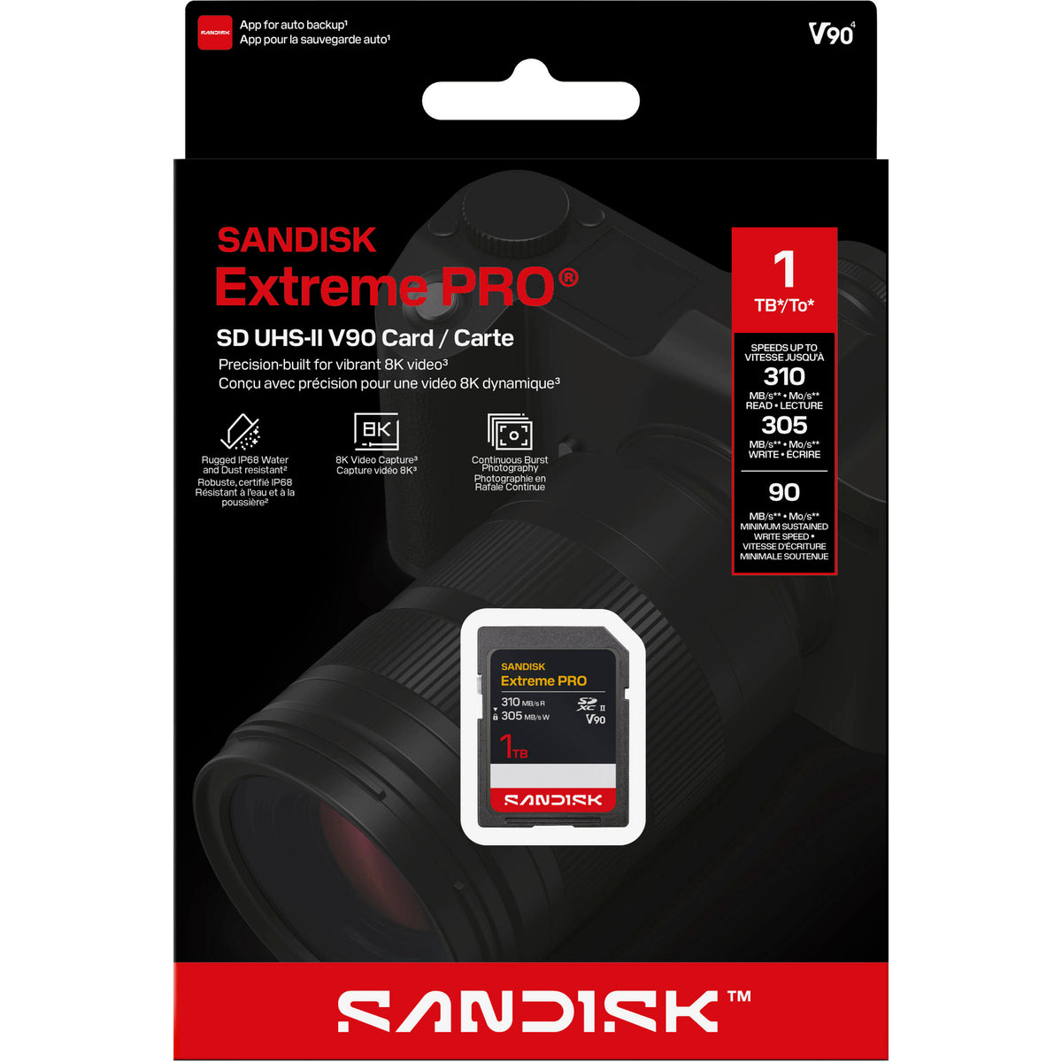 Tarjeta SanDisk 1TB Extreme PRO UHS-II SDXC - vista trasera