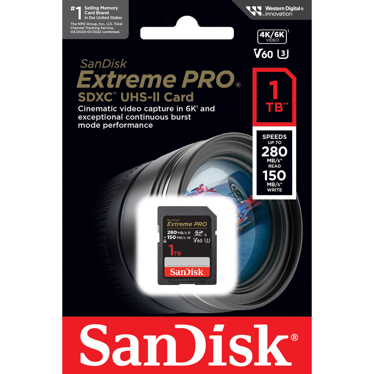 Tarjeta SanDisk 1TB Extreme PRO UHS-II SDXC - vista lateral