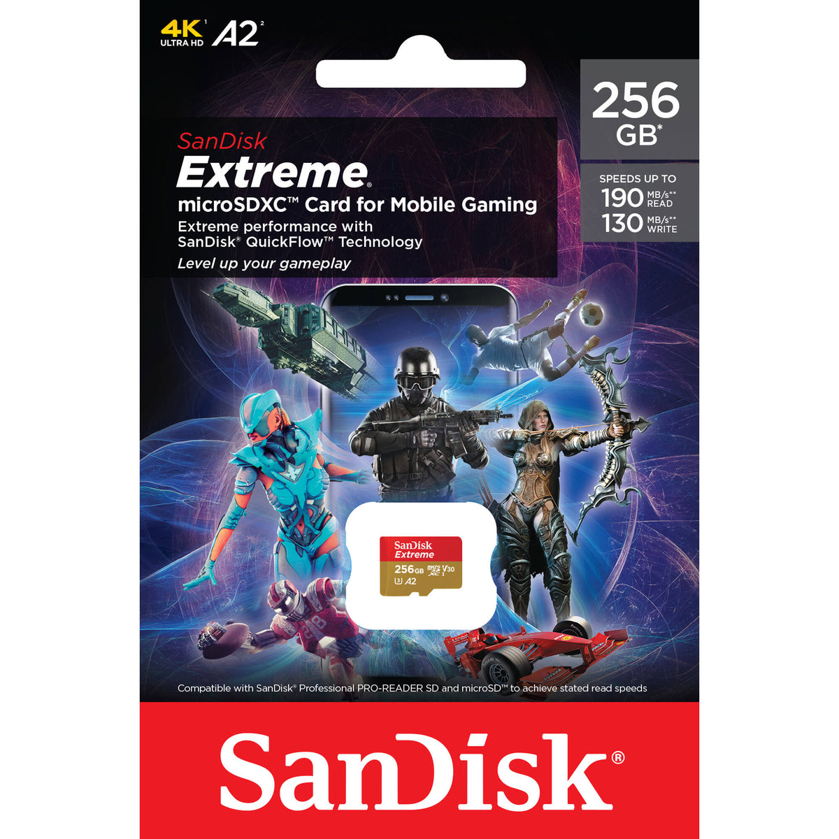 Tarjeta SanDisk 256GB Extreme UHS-I microSDXC (190 MB/s) - vista trasera