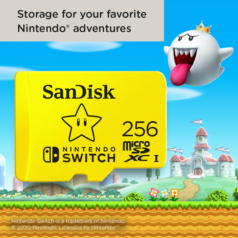 Tarjeta SanDisk 256GB UHS-I microSDXC para the Nintendo Switch - vista trasera