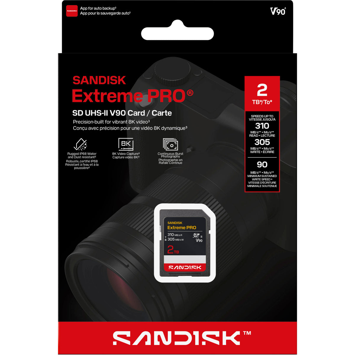 Tarjeta SanDisk 2TB Extreme PRO UHS-II SDXC - vista trasera