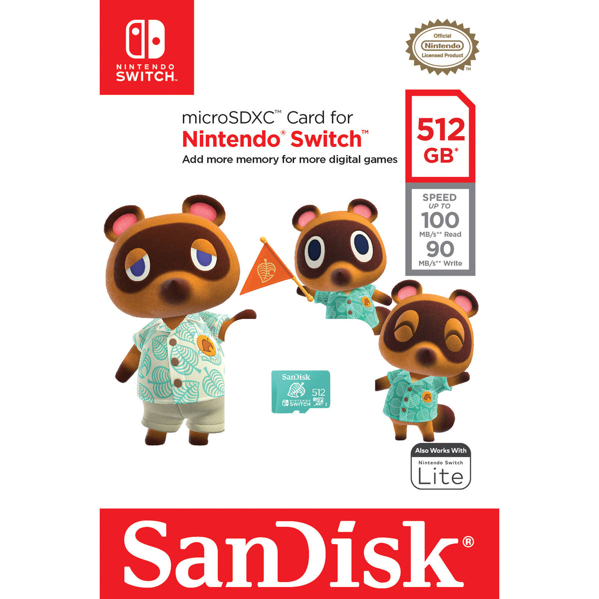Tarjeta SanDisk 512GB UHS-I microSDXC para the Nintendo Switch - vista trasera