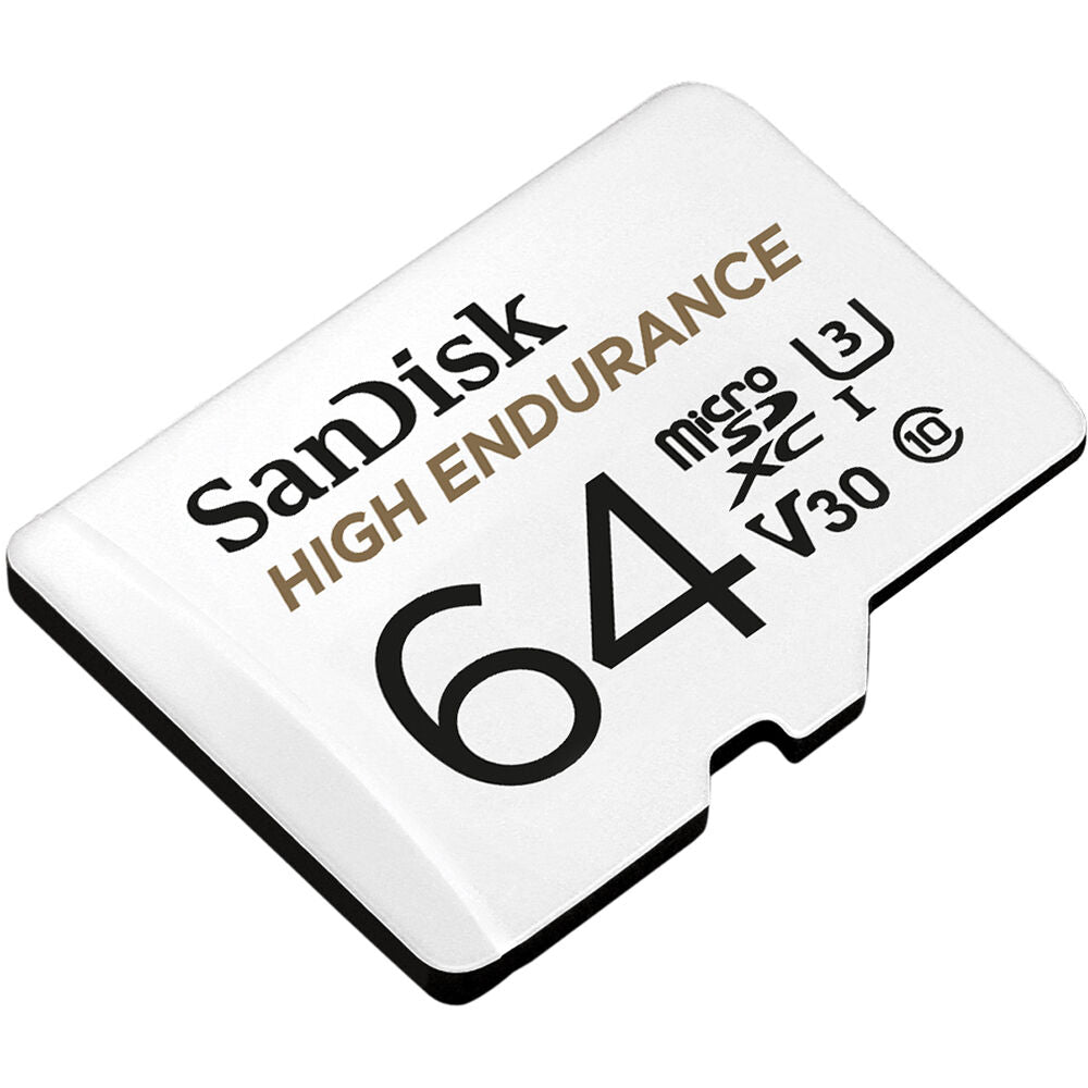 Tarjeta SanDisk 64GB High Endurance UHS-I microSD con SD Adapter - vista lateral