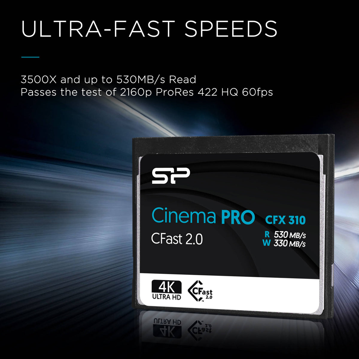 Tarjeta Silicon Power 128GB Cinema PRO CFX 310 cFAST 2.0 - vista frontal