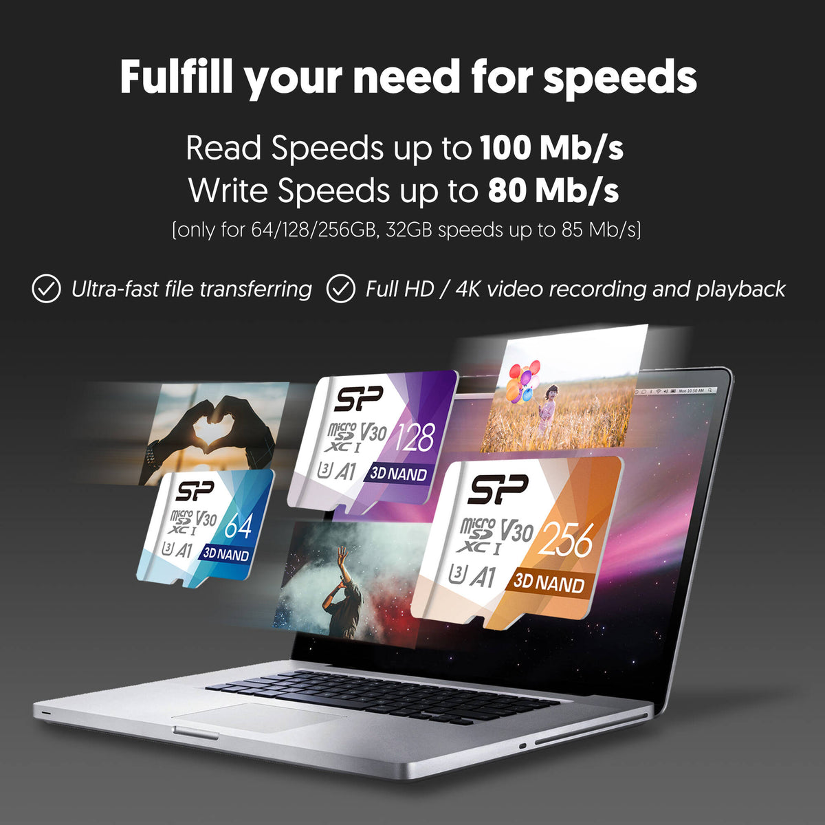 Tarjeta Silicon Power 128GB Superior Pro UHS-I microSDXC - vista frontal