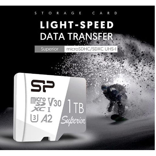 Tarjeta Silicon Power 1TB Superior UHS-I microSDXC con SD Adapter - vista lateral