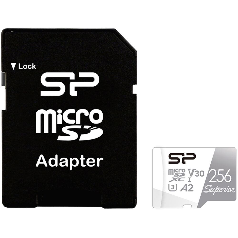 Tarjeta Silicon Power 256GB Superior UHS-I microSDXC con SD Adapter - vista frontal