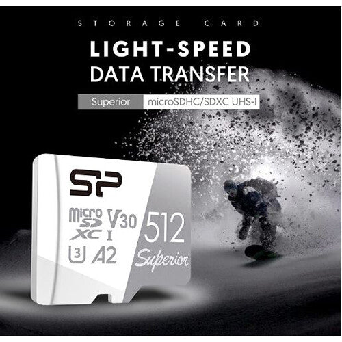 Tarjeta Silicon Power 512GB Superior UHS-I microSDXC con SD Adapter - vista lateral