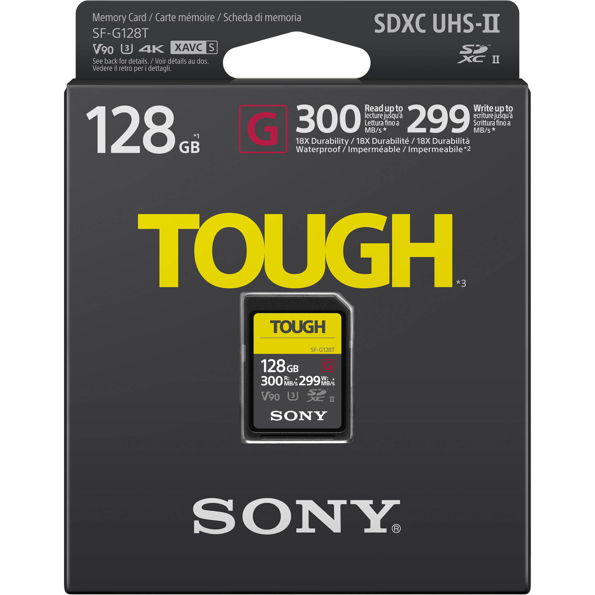 Tarjeta Sony 128GB SF-G TOUGH Serie UHS-II SDXC - vista frontal
