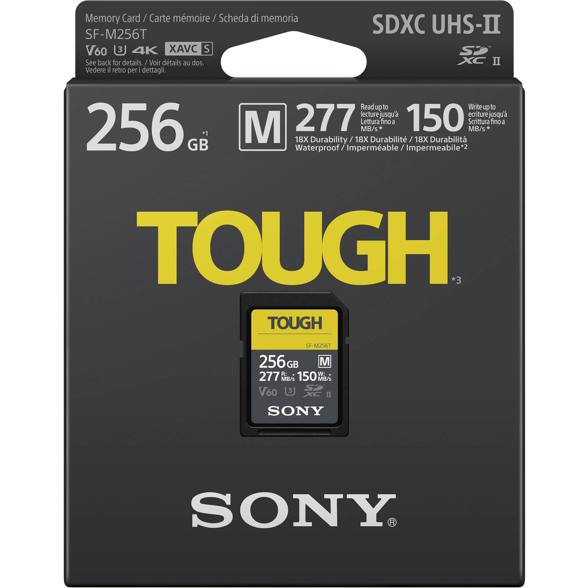 Tarjeta Sony 256GB SF-M Tough Serie UHS-II SDXC - vista frontal