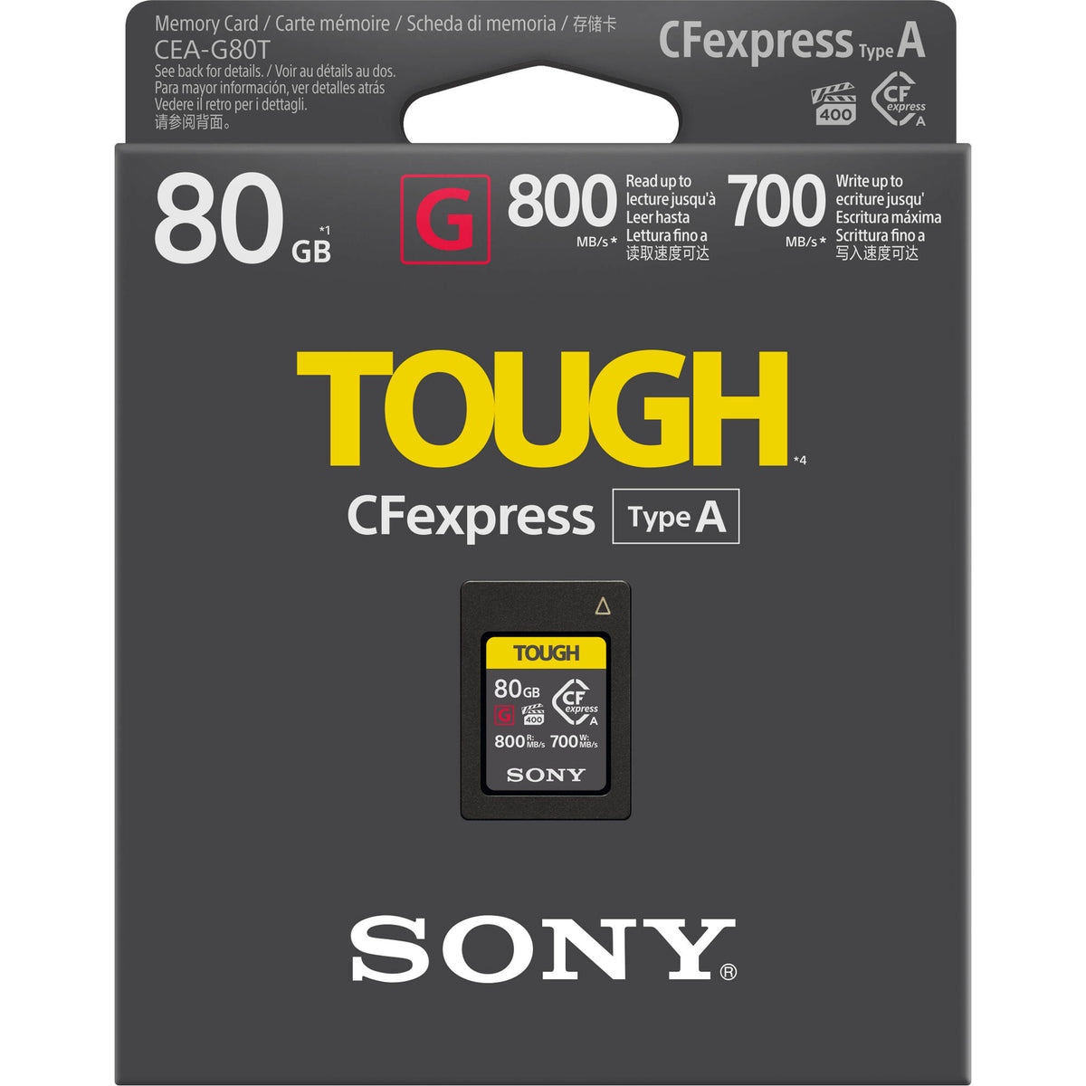 Tarjeta Sony 80GB CFexpress Type A TOUGH - vista frontal