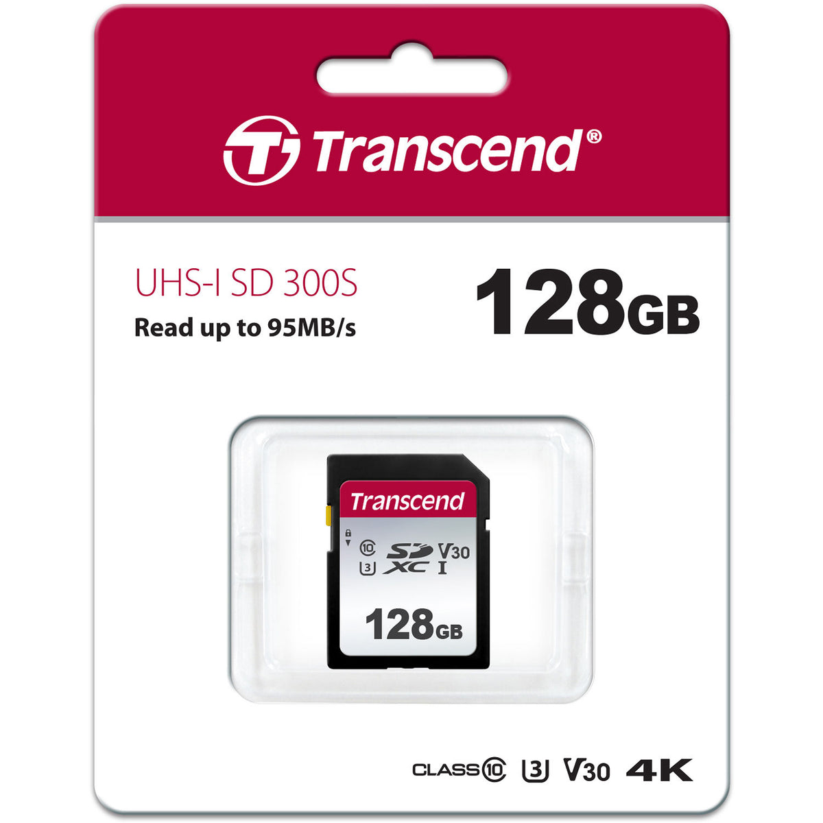 Tarjeta Transcend 128GB 300S UHS-I SDXC - vista frontal