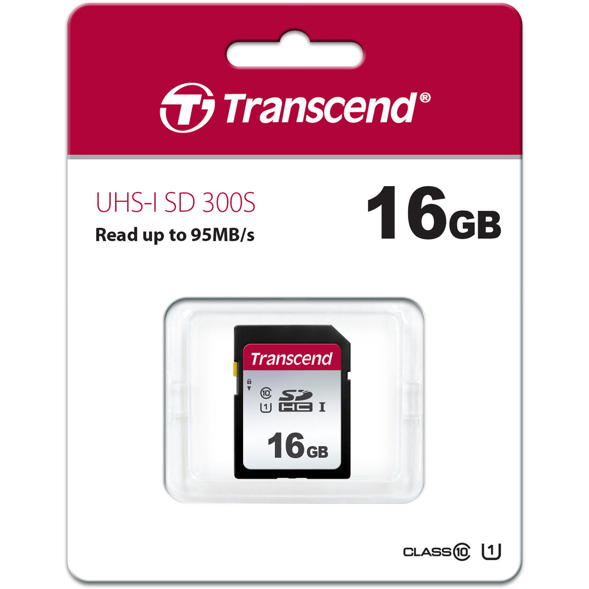 Tarjeta Transcend 16GB 300S UHS-I SDHC - vista frontal