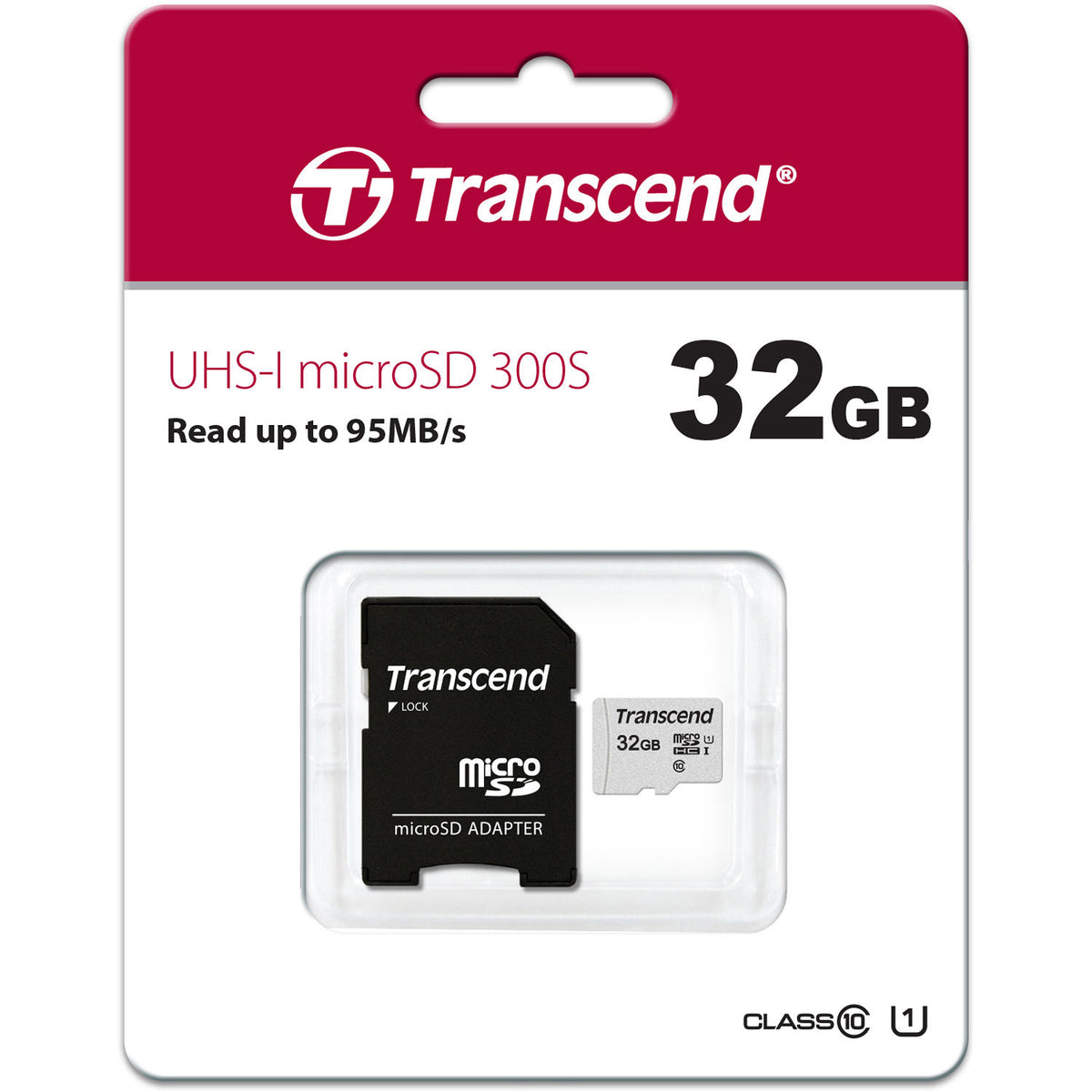 Tarjeta Transcend 32GB 300S UHS-I microSDHC con SD Adapter - vista trasera