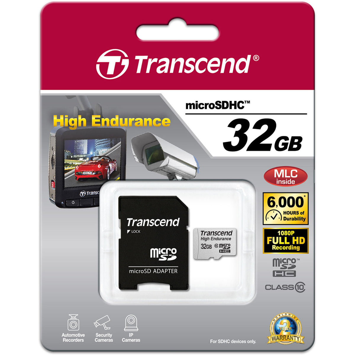 Tarjeta Transcend 32GB High Endurance microSDHC - vista frontal