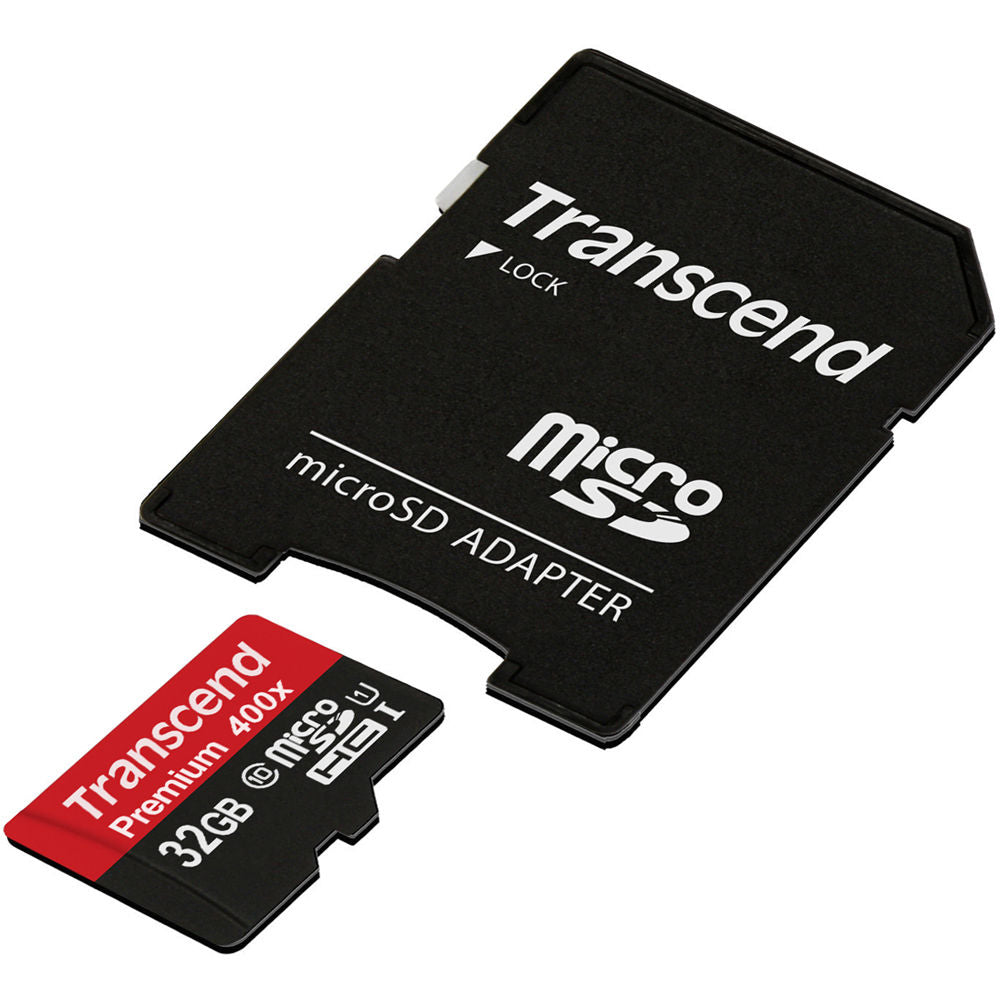 Tarjeta Transcend 32GB Premium microSDHC UHS-I con SD Adapter (2-Pack) - vista trasera