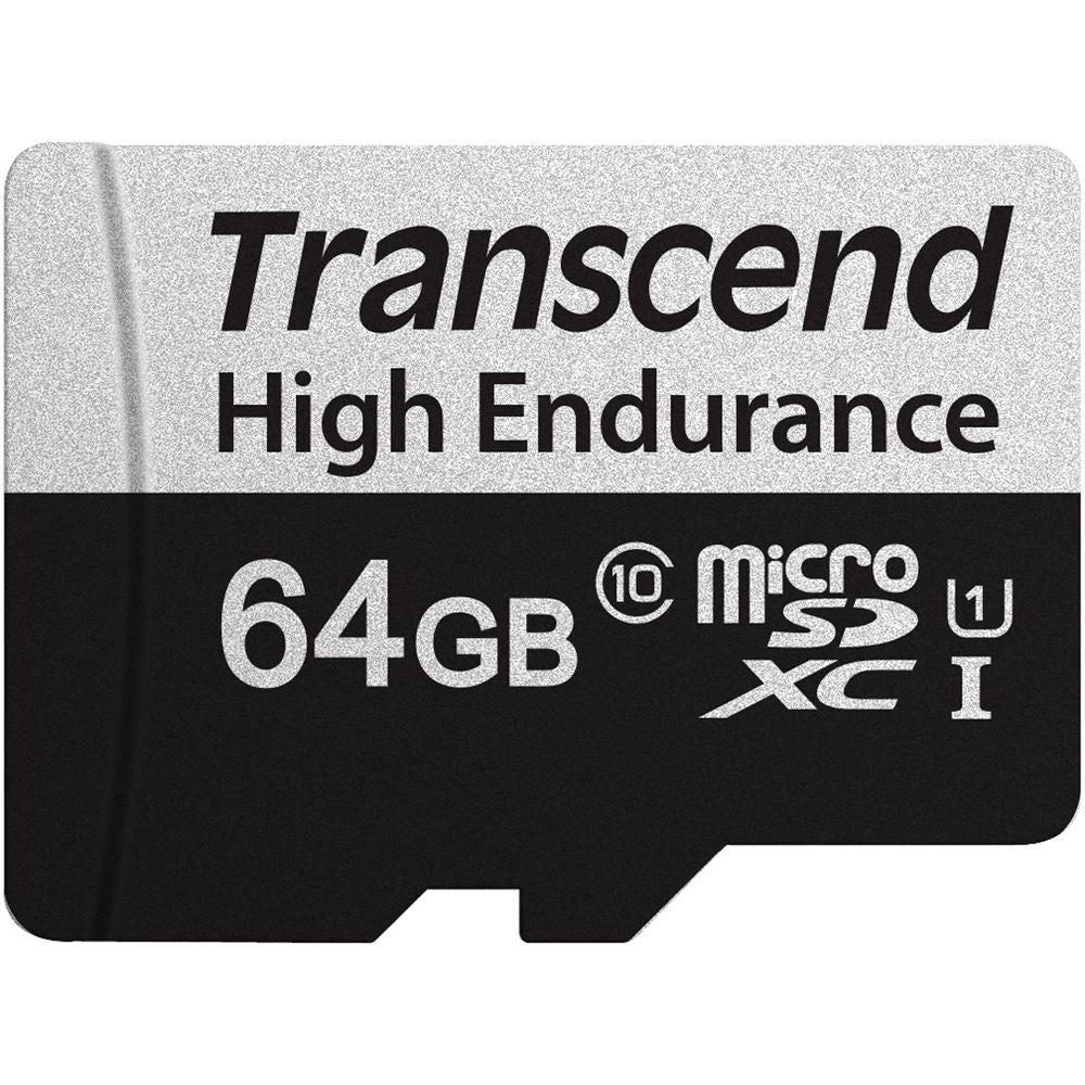 Tarjeta Transcend 64GB High Endurance 350V UHS-I microSDXC con SD Adapter - vista frontal