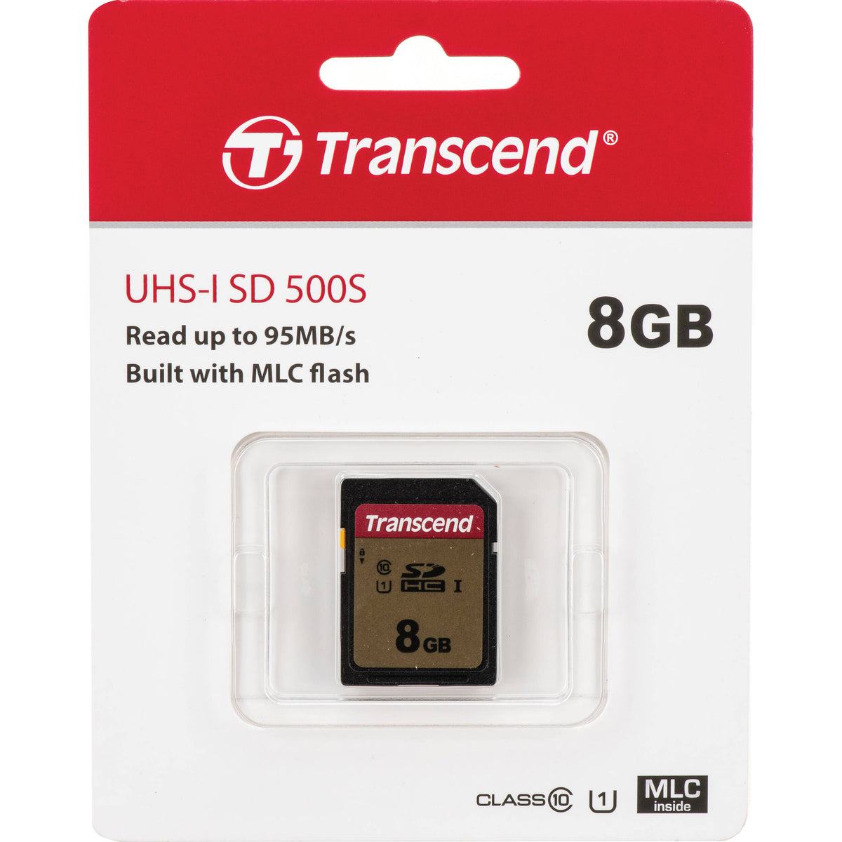 Tarjeta Transcend 8GB 500S UHS-I SDHC - vista frontal