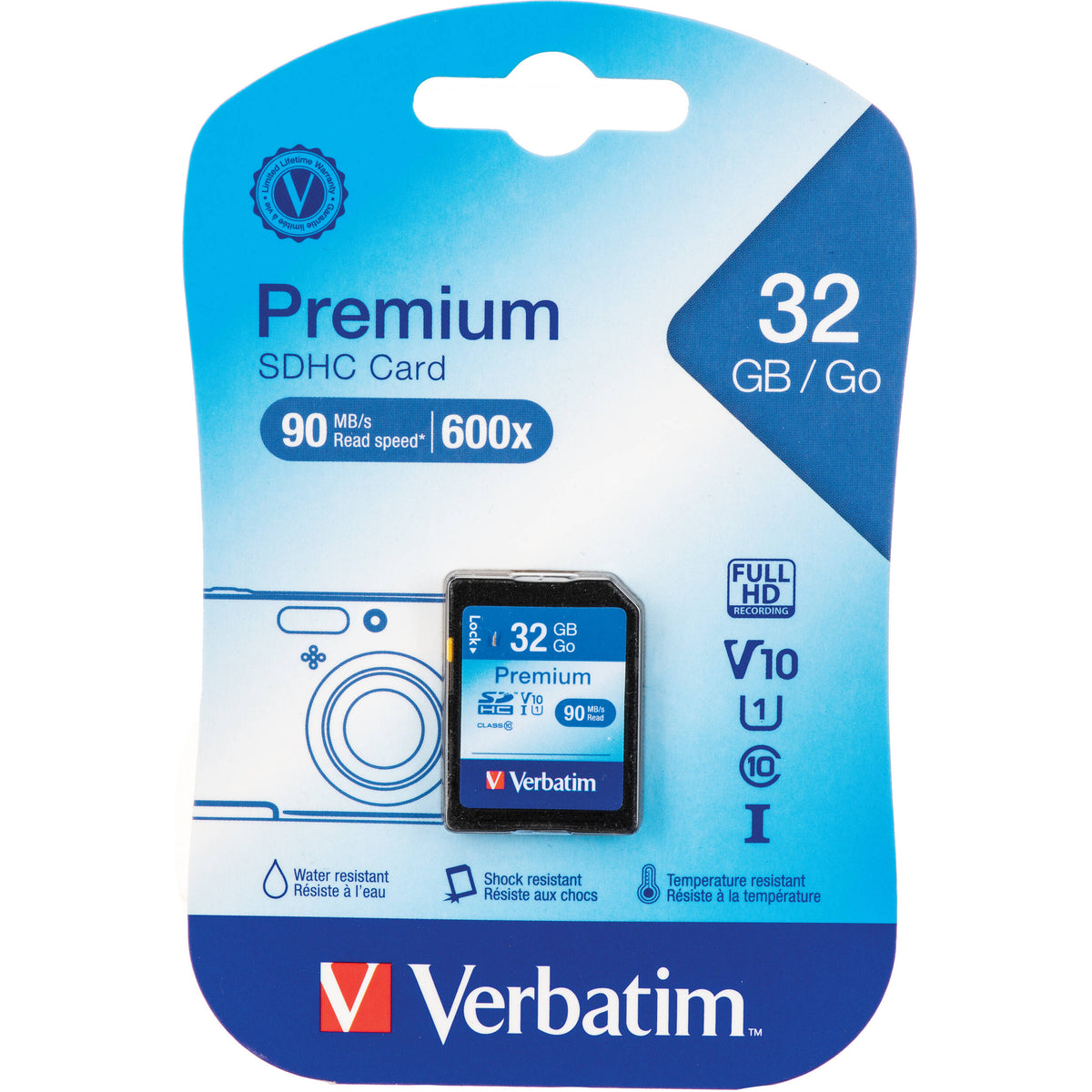 Tarjeta Verbatim 32GB Premium UHS-I SDHC - vista frontal