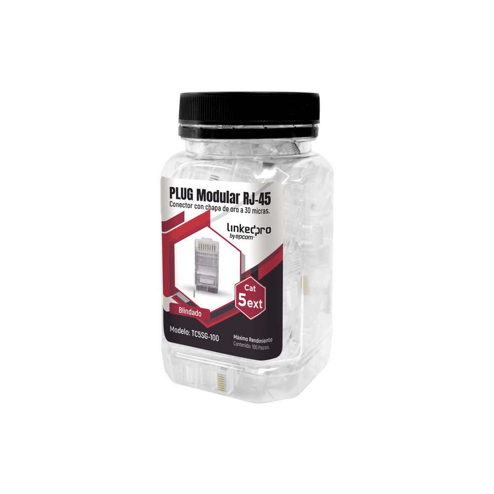 Bote con 100 Piezas de Plug Modular LinkedPro TC5SG-100