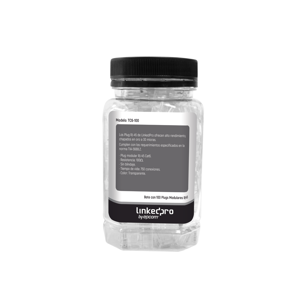 Bote con 100 Piezas de Plug Modular LinkedPro TC6-100