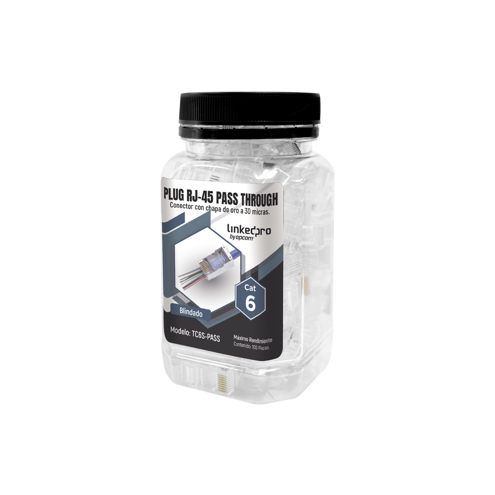 Bote con 100 Plugs Pass through LinkedPro TC6S-PASS